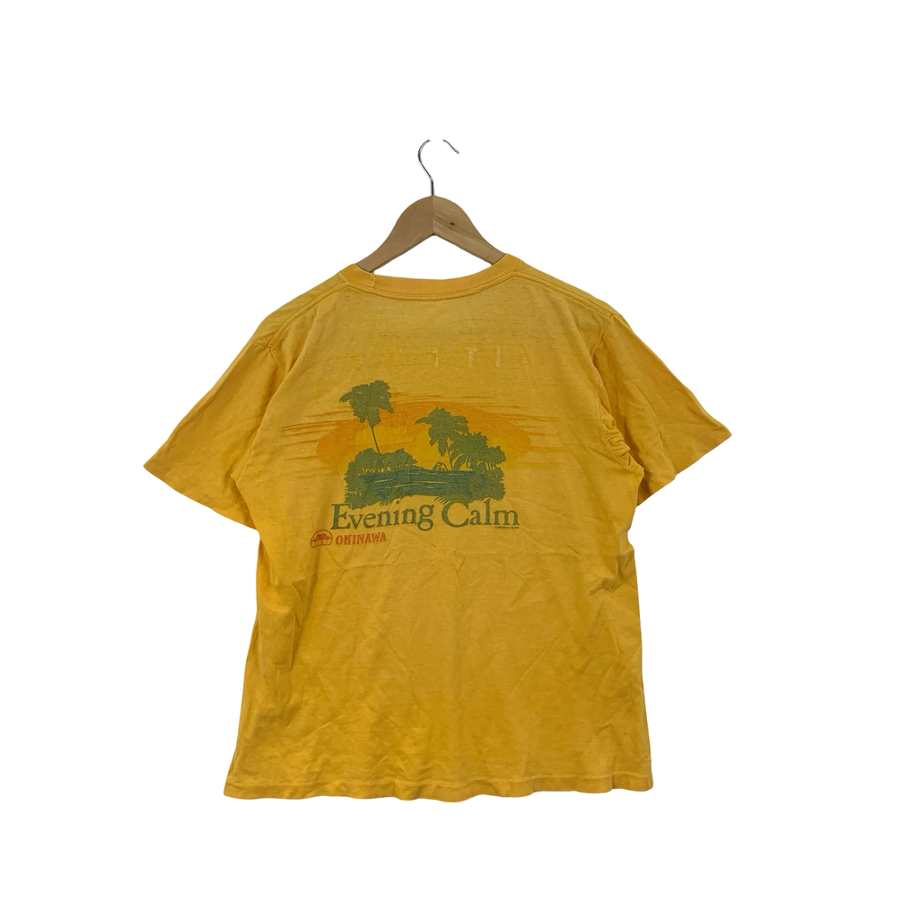 Vintage OKINAWA Evening Calm Tee Shirt Top Made In Japan