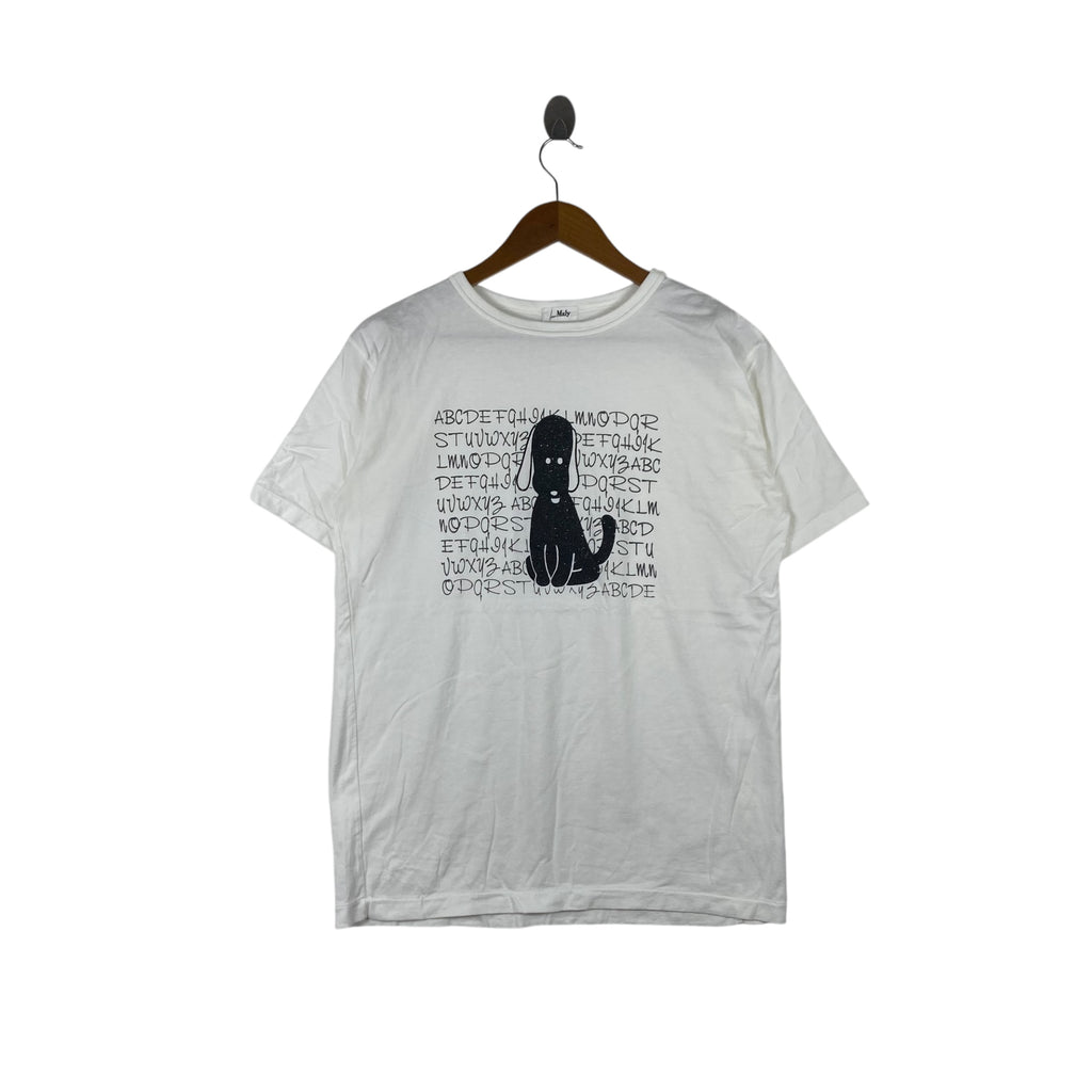 Vintage 90’ BLACK DOG ALPHABET Illustration Tee Shirt Top Pop Art Artist