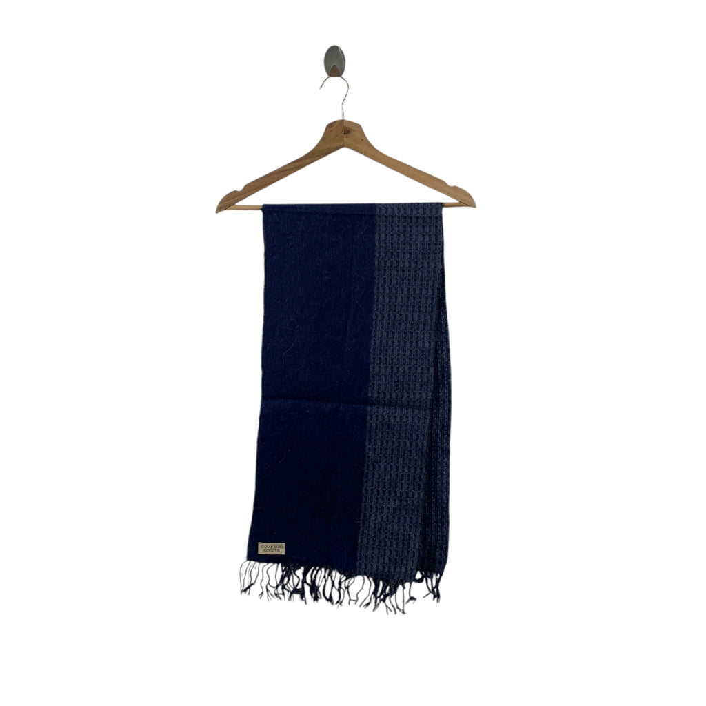 Vintage HANAE MORI MONSIEUR Collection Muffler Scarf Shawl Fringes