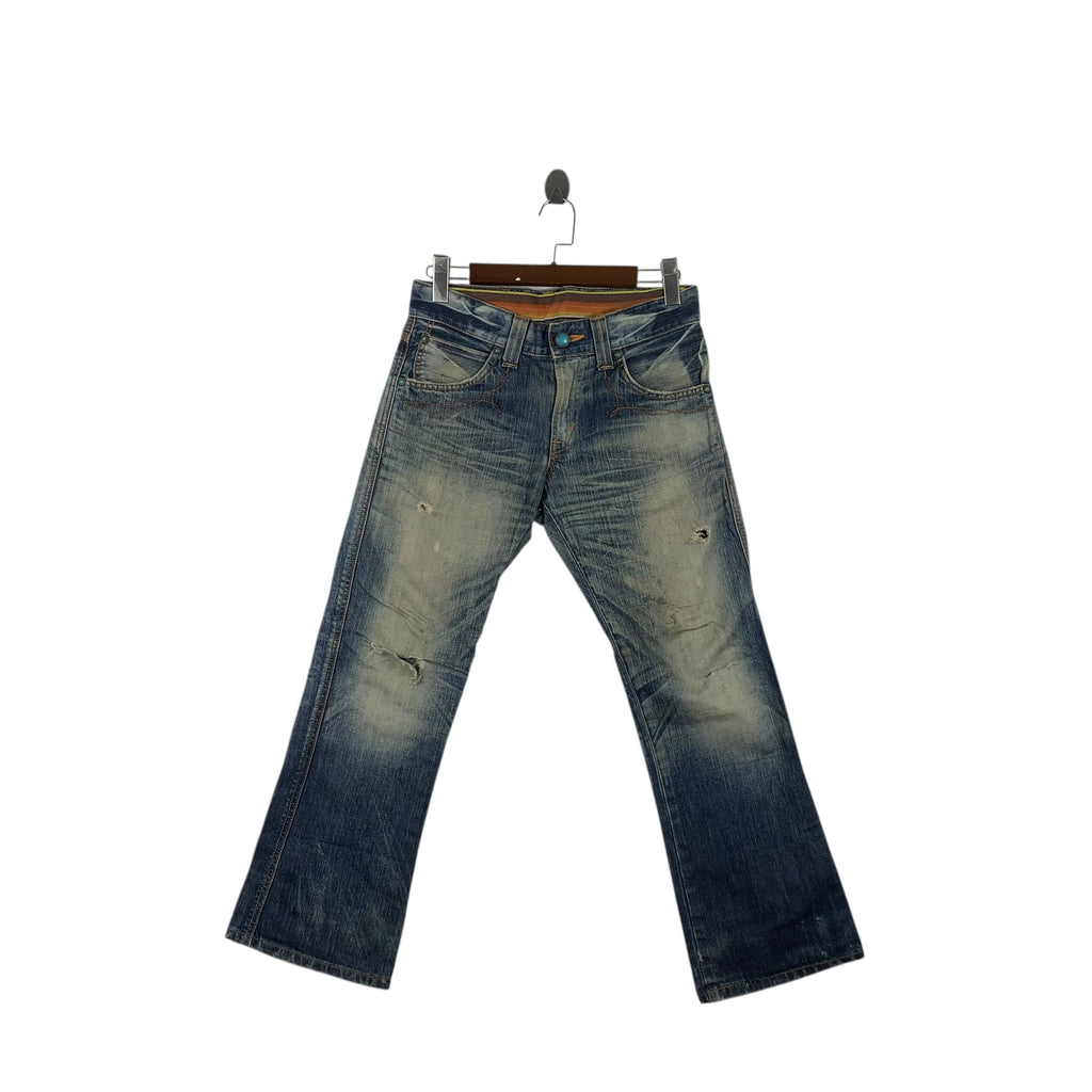 Vintage EDWIN Y2K Grunge Distressed Denim Jeans Pants Made In Japan