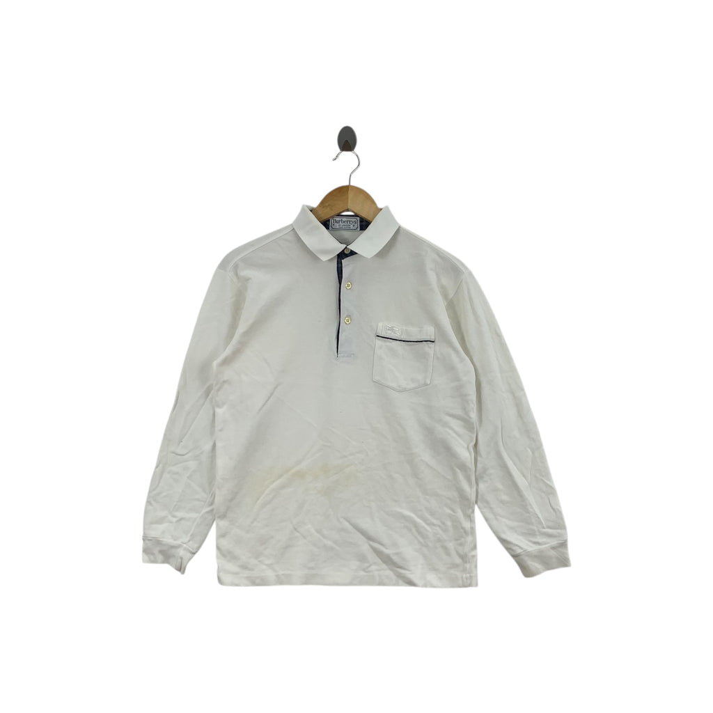 Vintage BURBERRY LONDON Embroidered Logo Polo Tee Shirt Top Long Sleeve Prorsum