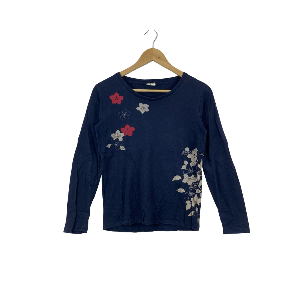 Vintage GRANIPH FLORAL  Print Long Sleeve Tee Shirt Japanese Casual Graphic