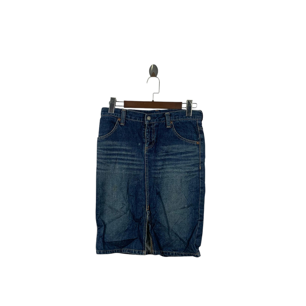 Vintage UNITED ARROWS Beauty Youth Midi Denim Jeans Skirt Bottom Seasoned Distress Design