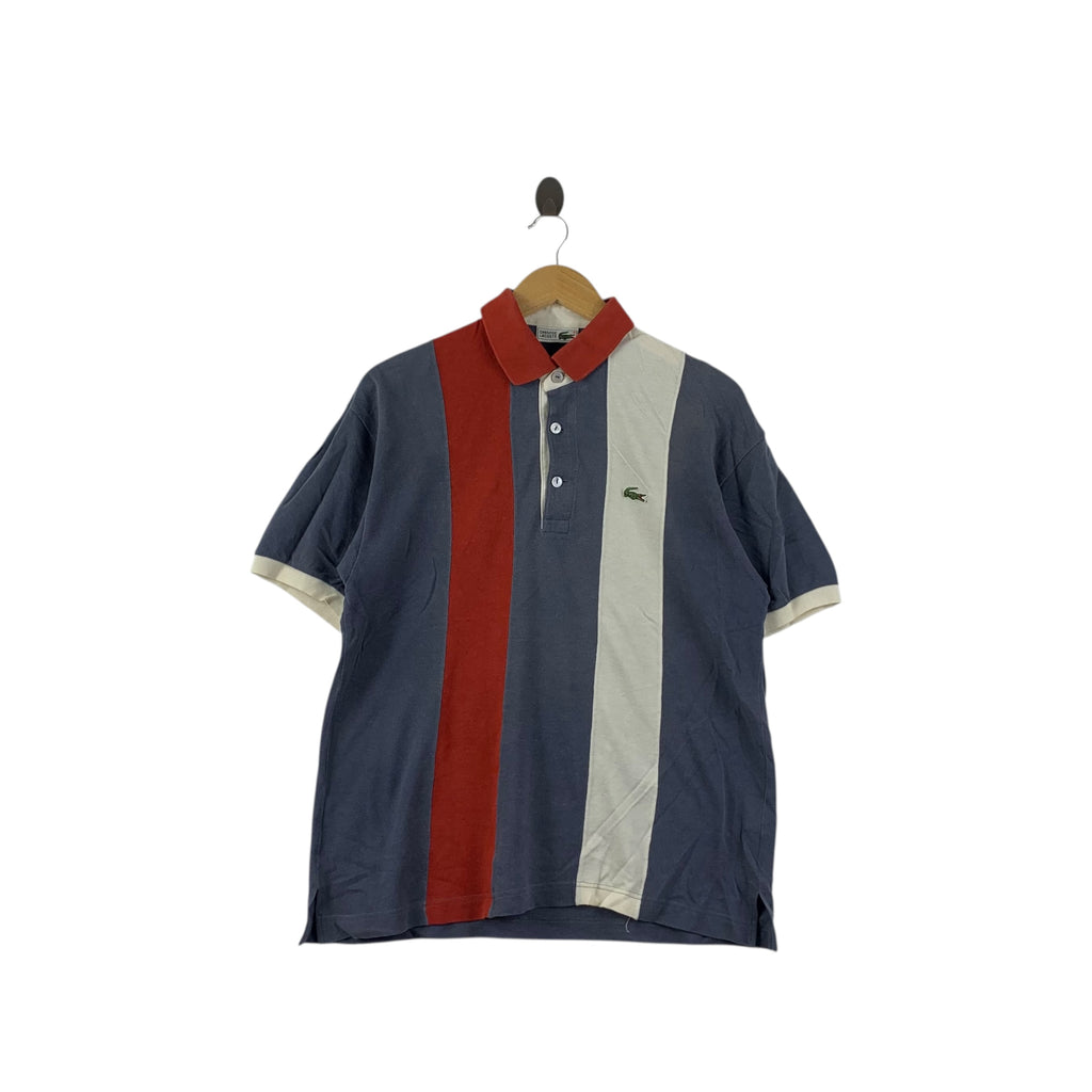 Vintage CHEMISE LACOSTE FRANCE Embossed Logo Polo Tee Hickory Stripes Short Sleeve