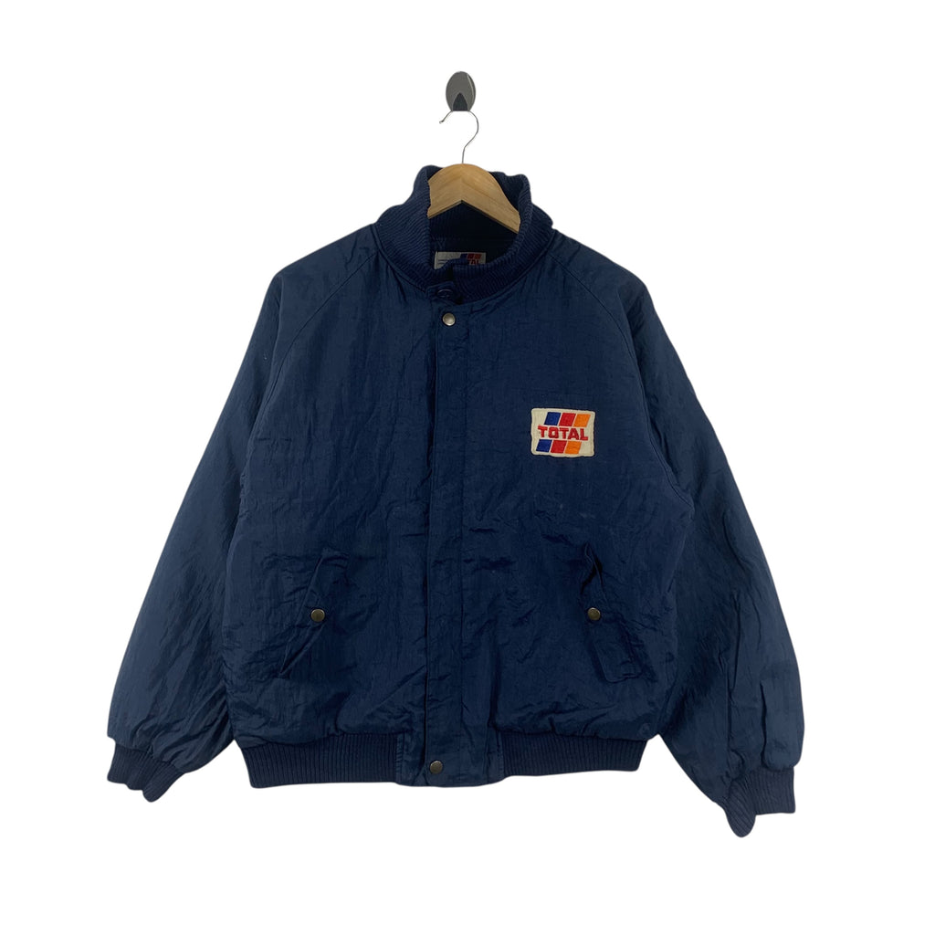 Vintage 80’ TOTAL LUBRICANTS  MOTOR Oil Racing Bomber Jacket Motorcycle Championship Windbreaker