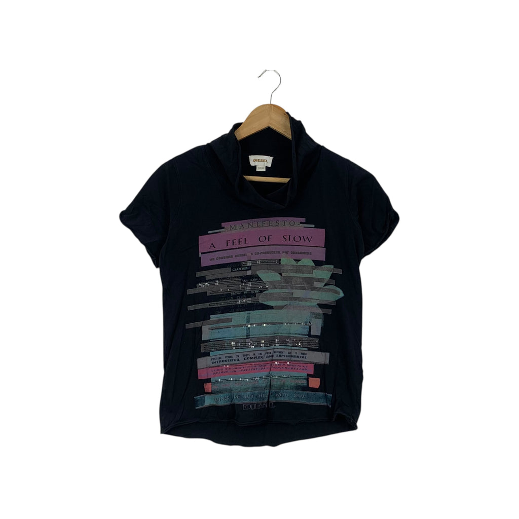 DIESEL ITALY Manifesto A Feel Of Slow Introverted Tee Shirt Top Pop Art Design