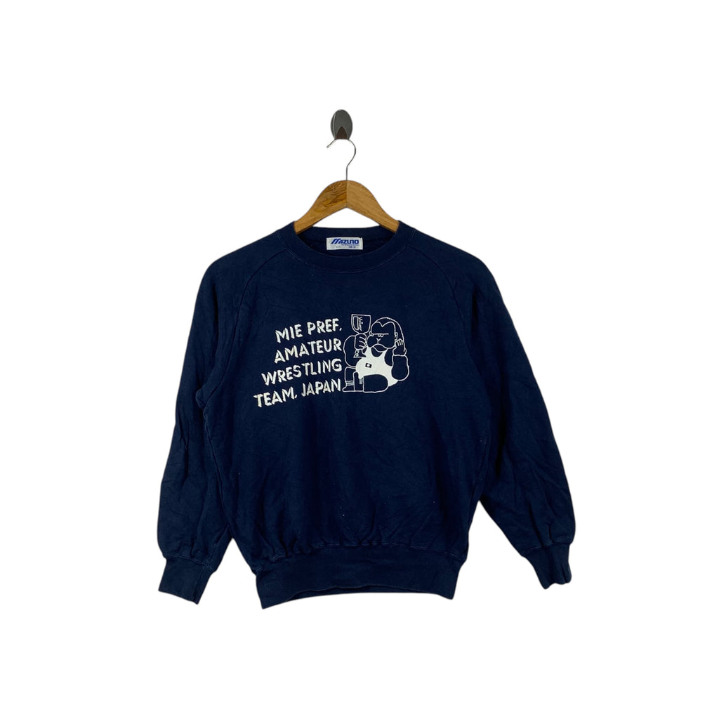 Vintage 90’ MIZUNO MIE PREF Wrestling Amateur Sweatshirt Sweater Japan Team Pullover Printed Logo