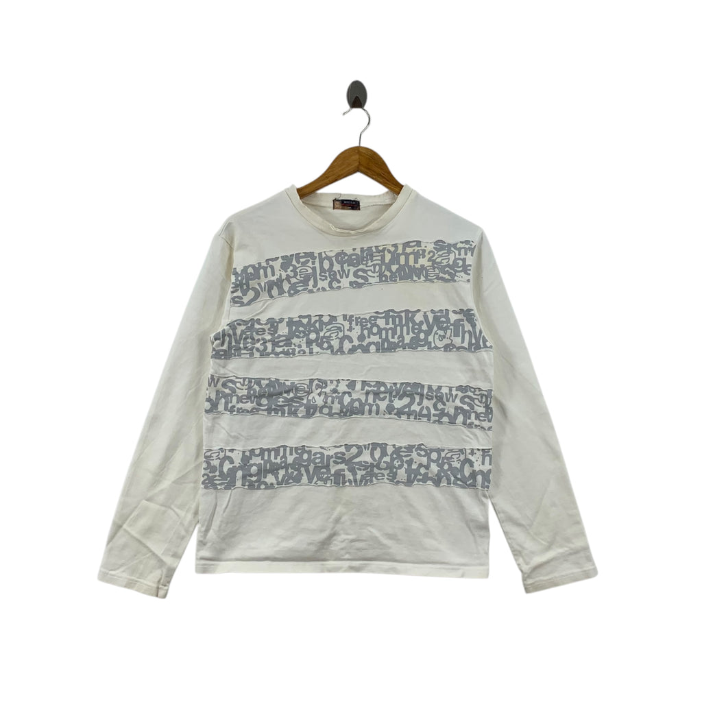 Vintage MICHEL KLEIN HOMME Collection Patchwork Tee Shirt Top Artwork Long Sleeve