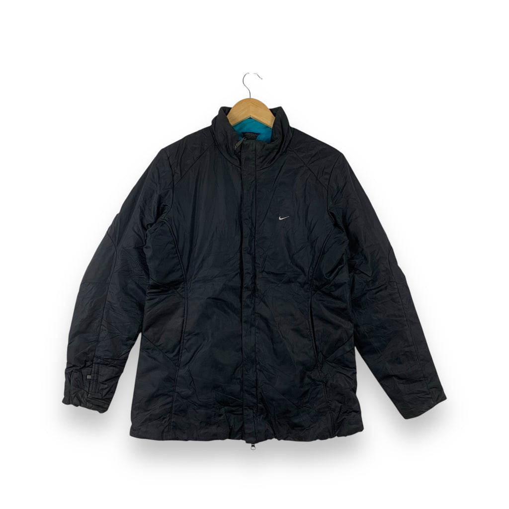Vintage NIKE SWOOSH CLIMA-FIT Light Puffer Jacket Blue Inner Lining Embroidered Logo