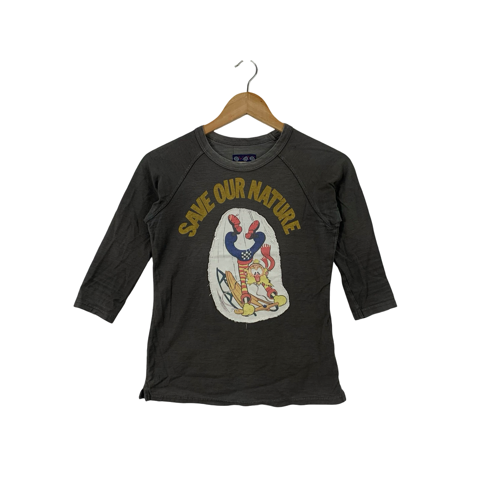OLD BETTY'S Save Our Nature Natural Sun Faded Raglan Sleeve Tee Shirt Top