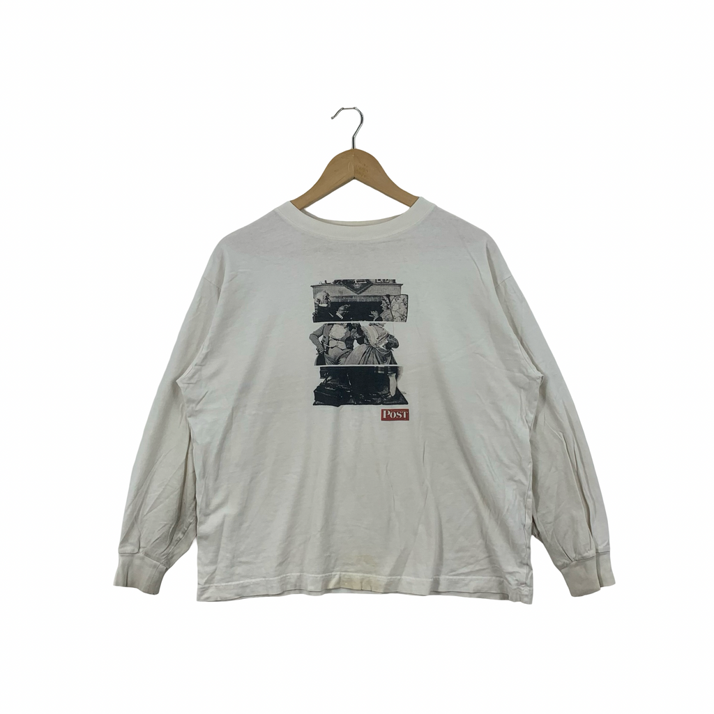 YE LiBARE Monochrome Collage Design Long Sleeve Tee Shirt Top