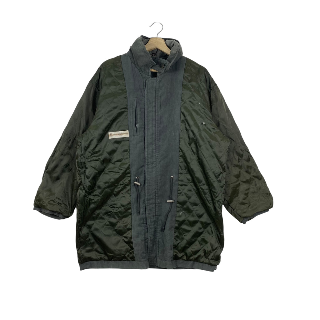 Vintage COURREGES HOMME Paris Quilted Puffer Jacket & Charcoal Full Zip High Collar Utility Outerwear Coat Retro Designer Streetwear