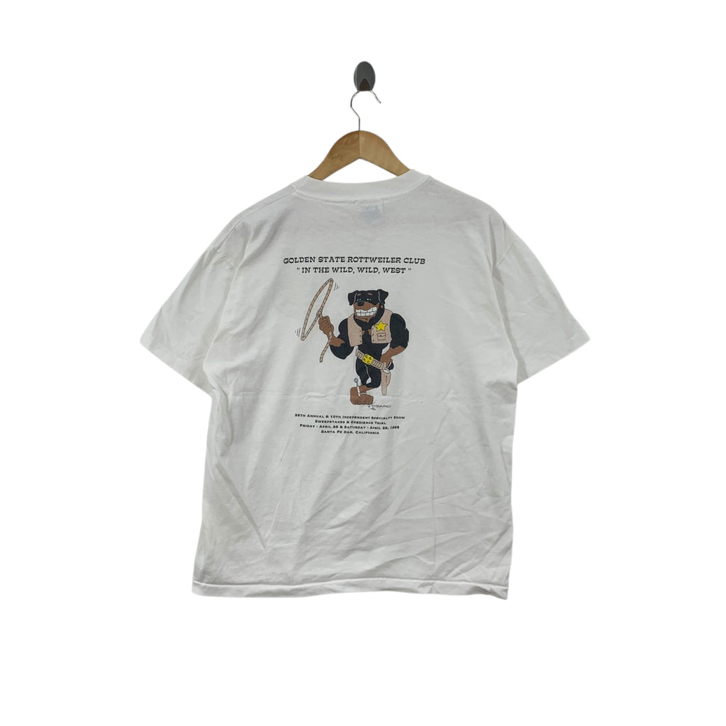 Vintage GOLDEN STATE ROTTWEILER Club D. Baird Tee Shirt Top Comic Cartoon