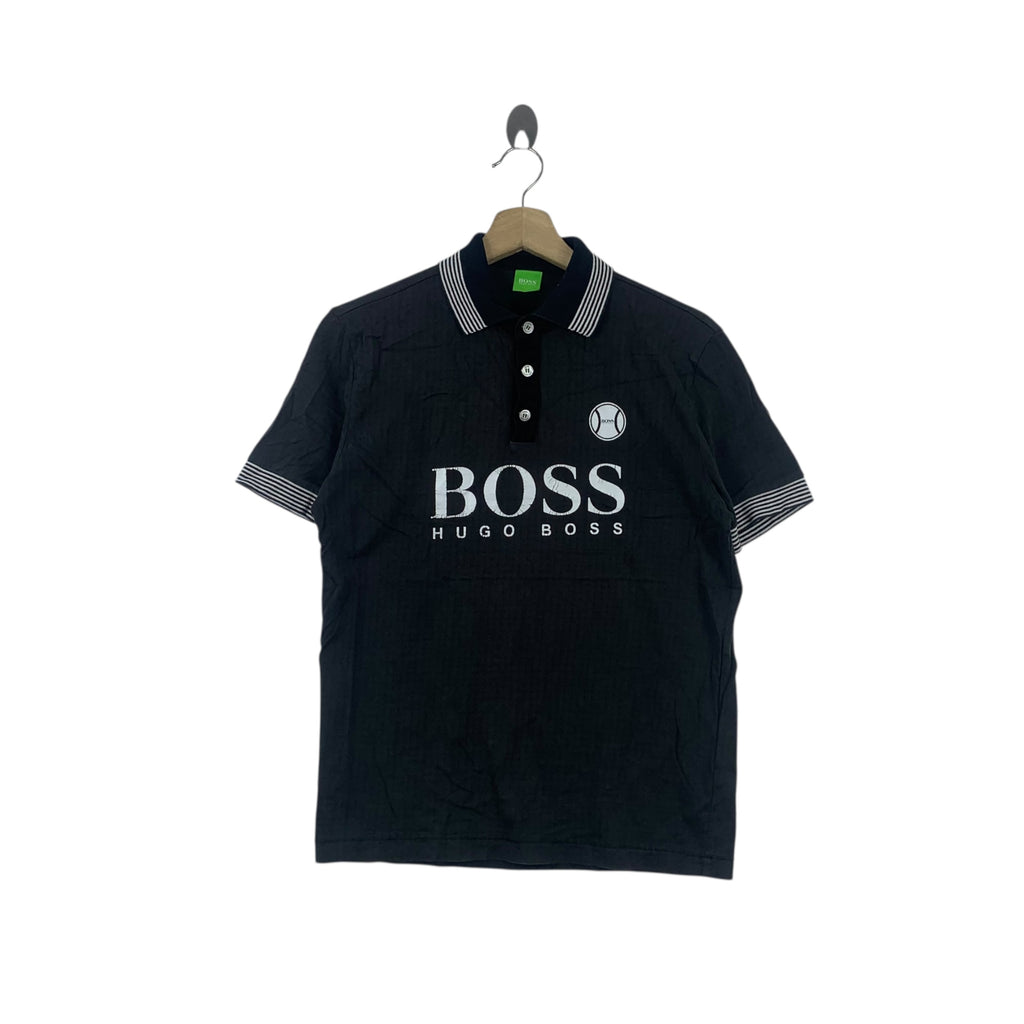 Vintage HUGO BOSS Baseball Collection Twin Tipped Polo Tee Shirt Top Center Logo