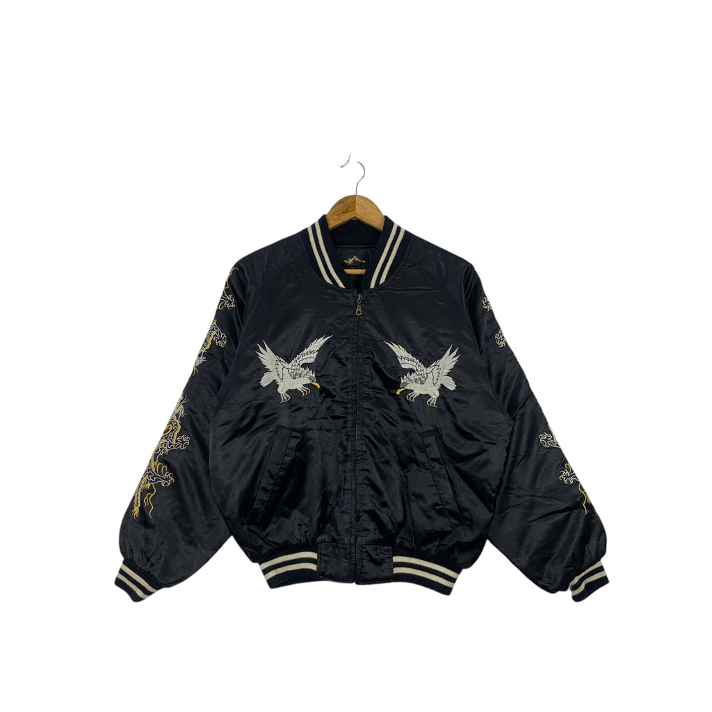 Vintage SUKAJAN SOUVENIR JACKET Dragon Eagle Japan Traditional Zipper Windbreaker