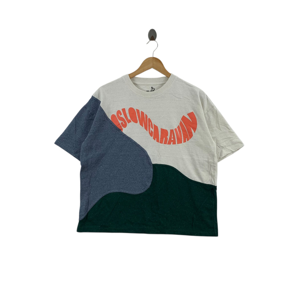 GO SLOW CARAVAN x BRICO Patchwork Tee Shirt Top Motion Logo
