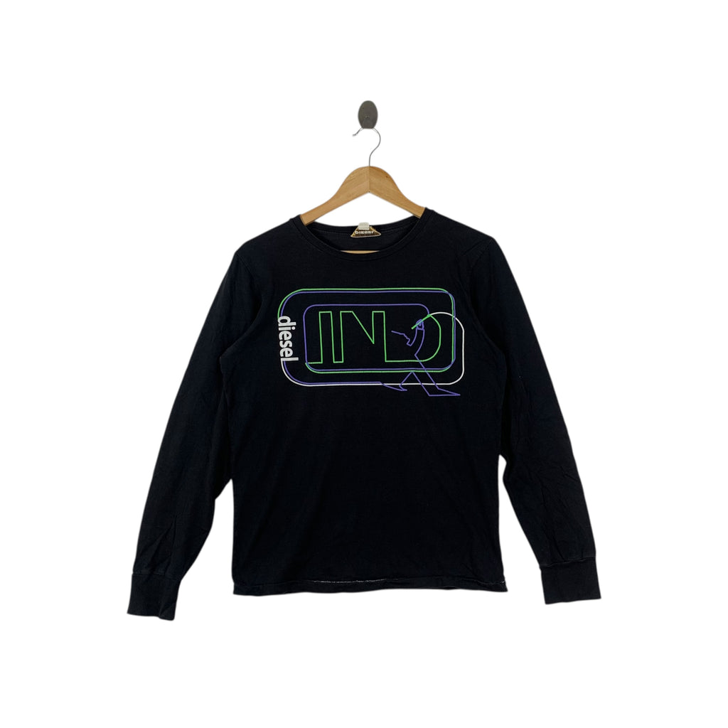 Vintage DIESEL ITALY Artwork Box Logo City Tee Shirt Top Long Sleeve