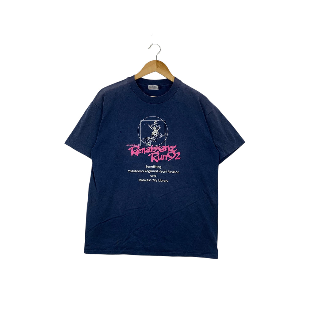 Vintage 1992 RENAISSANCE RUN MARATHON Charity Sun Faded Tee Shirt Top Sponsor