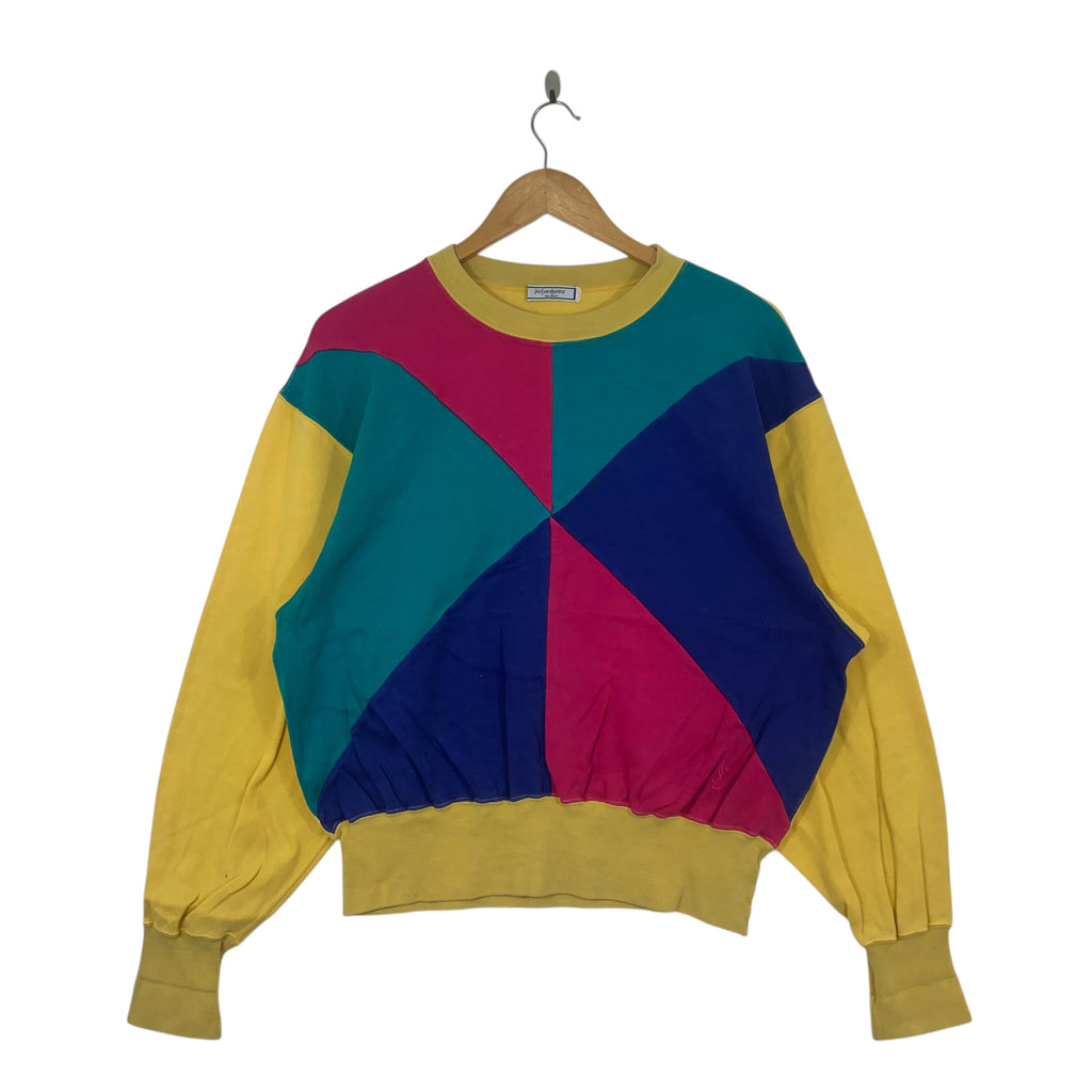 YSL Yves Saint Laurent Colorblock Geometric Sweatshirt Sweater Pullover Jumper