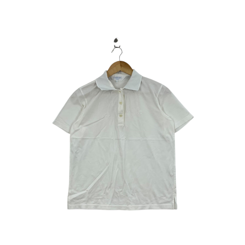 Vintage 90s LANVIN PARIS SPORTS Collection White Polo Tee Shirt Top Design Studio