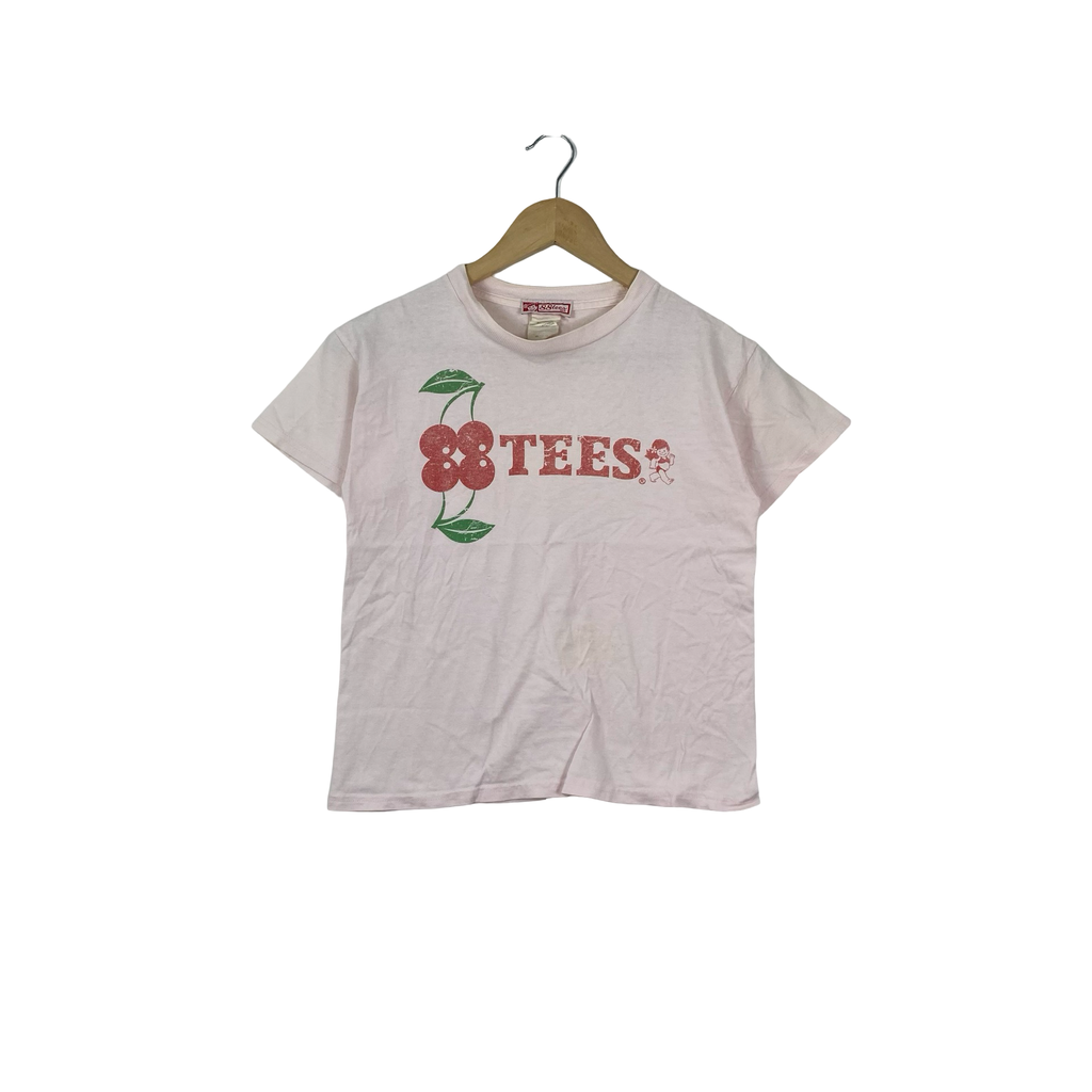 Vintage 88 TEES USA CHEERY Graphic T-Shirt Y2K Kawaii Hawaiian Tourist Japanese Market Rare Retro Casual Streetwear