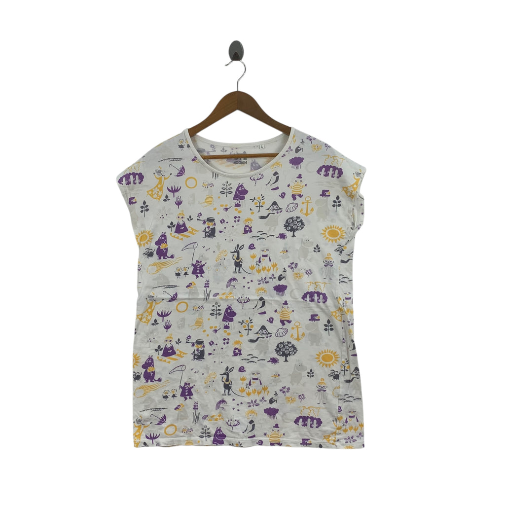 UNIQLO x MOOMIN CHARACTERS Snufkin AOP Tee Shirt Top Cartoon Over Print