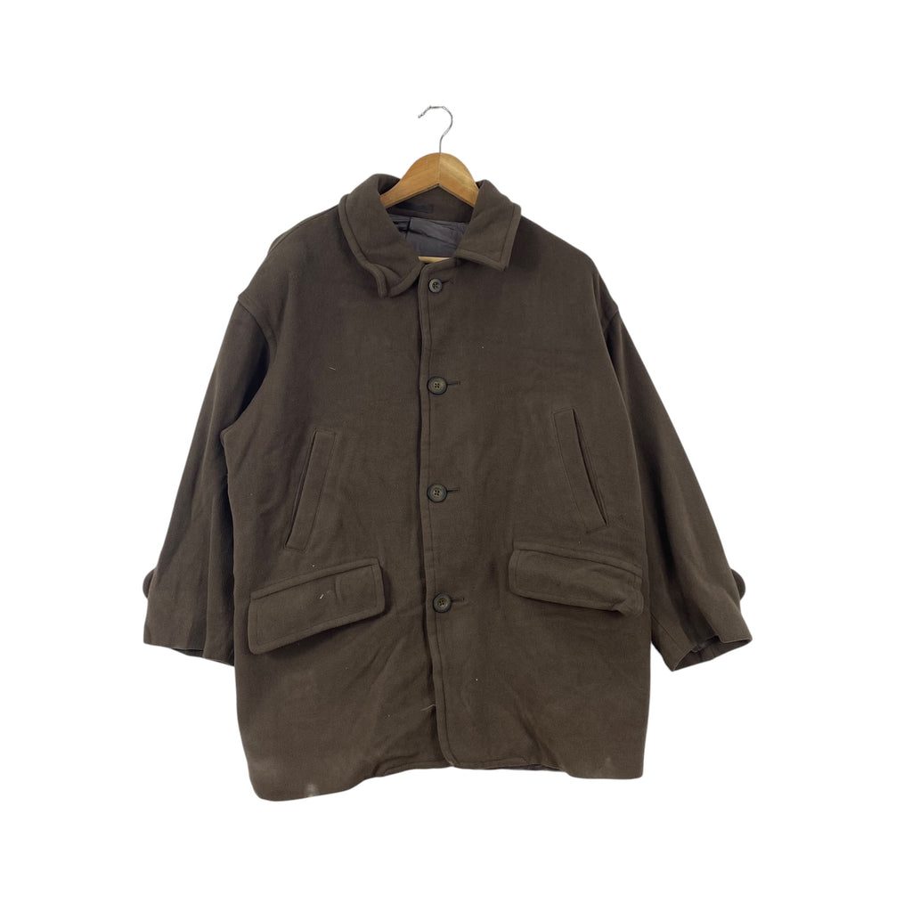 Vintage BURBERRYS  VStyle Overcoat Oversized Button Front Winter Jacket with Lining