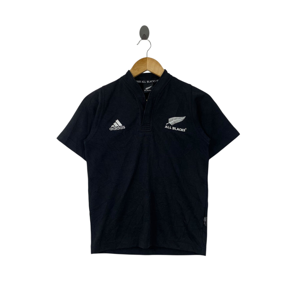 ADIDAS ALL BLACKS RUGBY New Zealand Climalite Jersey Tee Shirt Top Embroidered Logo Jonah Lomu
