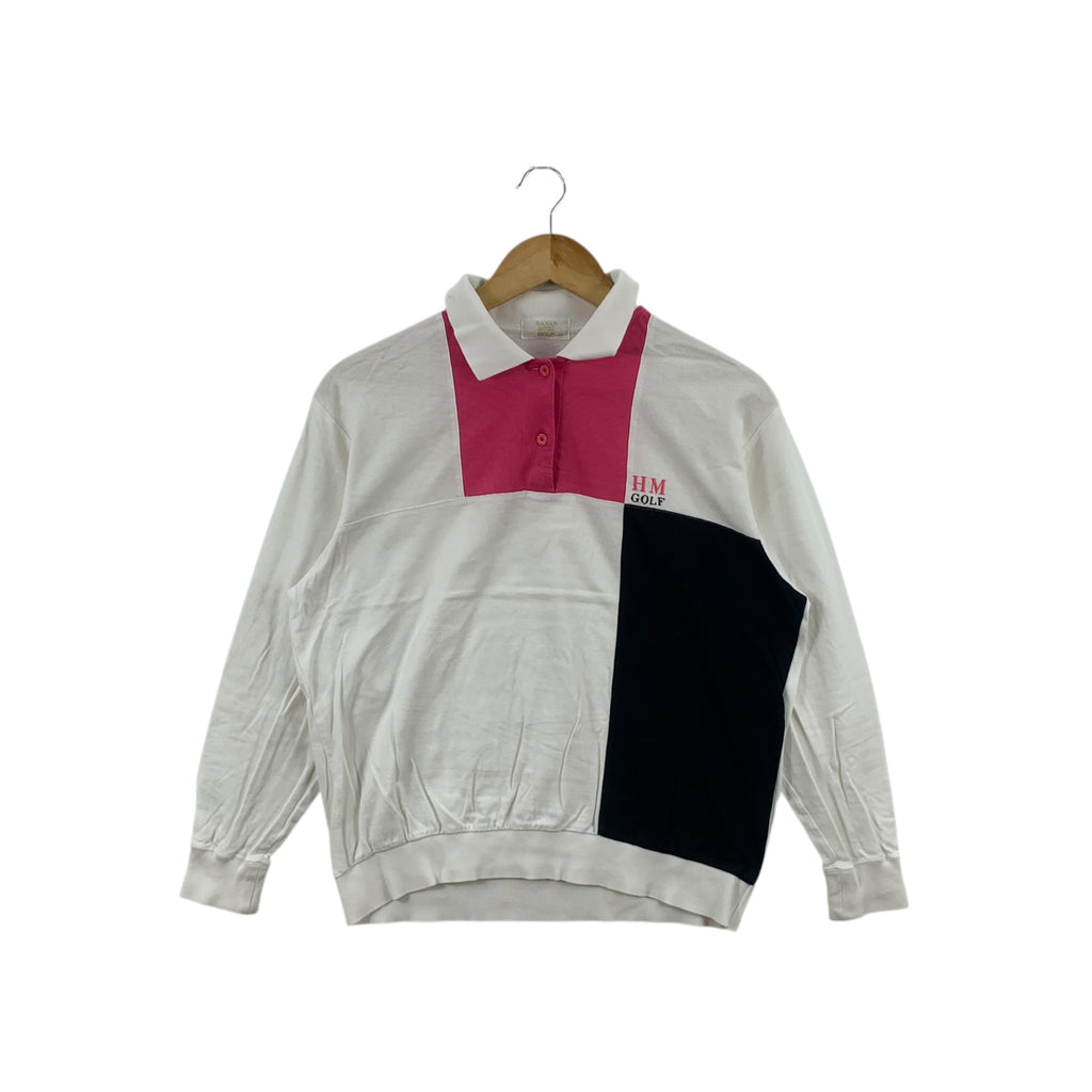 Vintage HANAE MORI PARIS Golf Collection Polo Tee Shirt Top Long Sleeve Patchwork