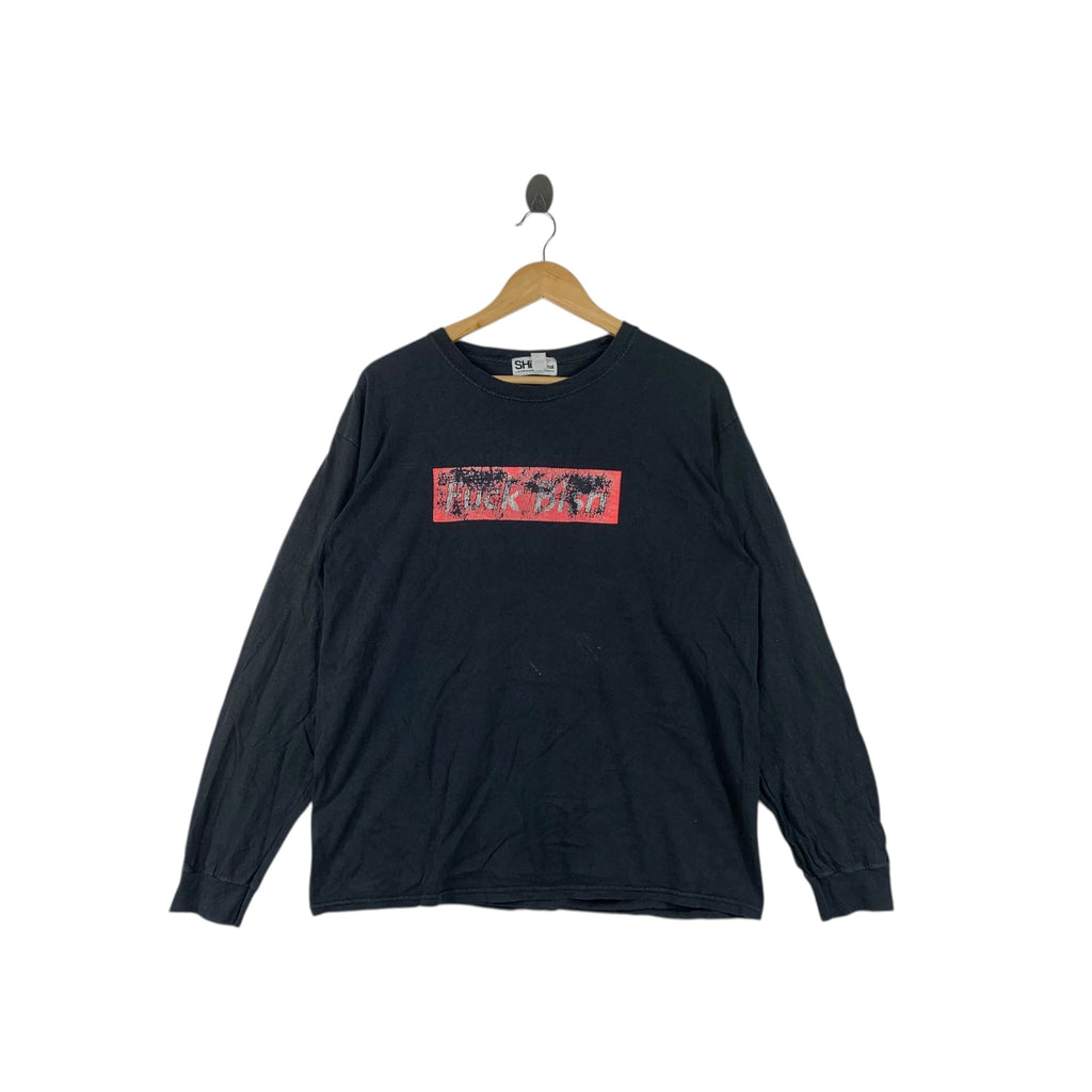 F**K BISH SH*T PUNK Japan Shibuya Distressed Tee Shirt Top Box Logo Streetwear Short Sleeve