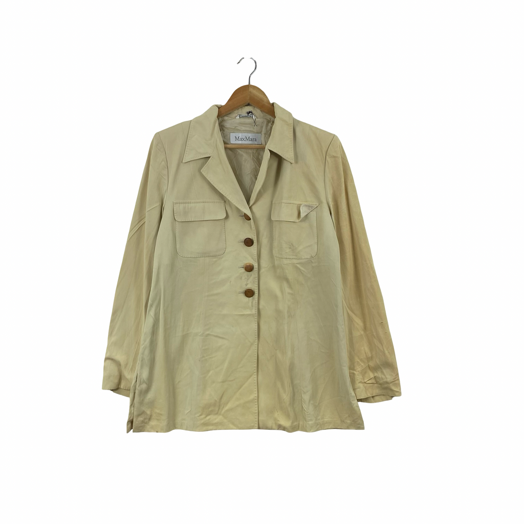MAXMARA Lightweight Safari Style Shirt Jacket with Front Pockets Blazer
