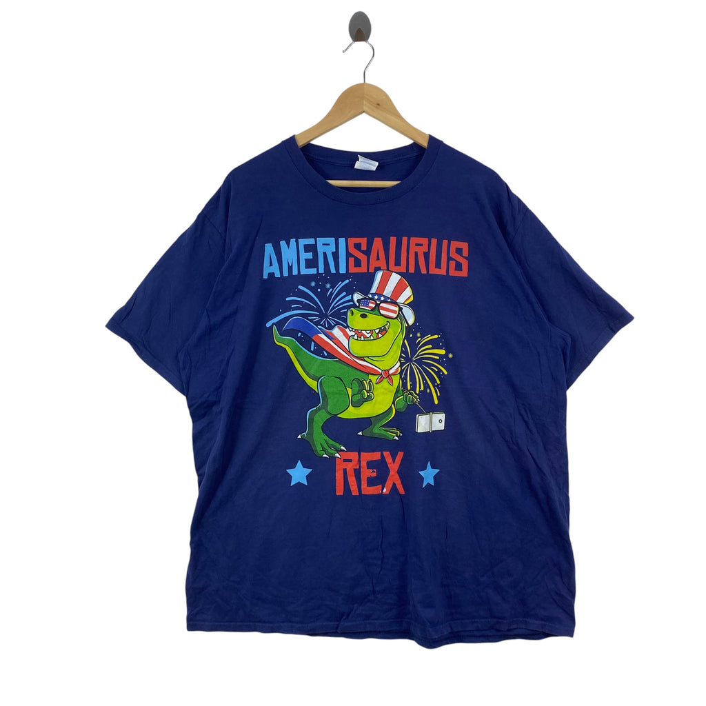Vintage AMERISAURUS REX Tee Shirt USA Patriotic Dinosaur Graphic Port & Company Ring Spun Independence Day