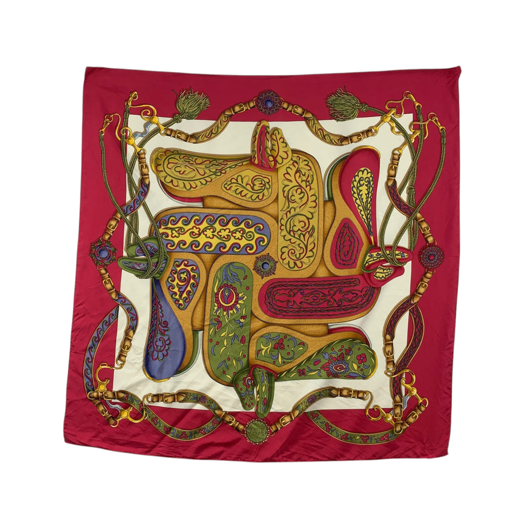 Vintage HERMES PARIS Festival Henri D’Origny Silk Scarf Shawl Hand Rolled Neckerchief