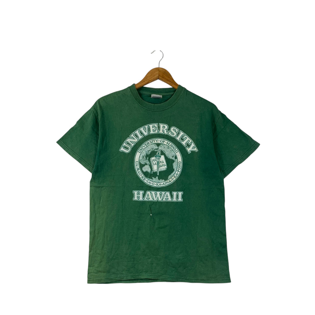 Vintage 90’ UNIVERSITY OF HAWAII Natural Sun Faded Tee Shirt Top Collegiate Alma Mater