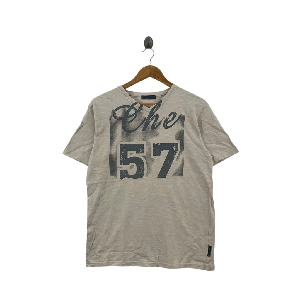 Vintage CHEVIGNON RUGGED Box Logo V Neck Tee Shirt Top France Paris
