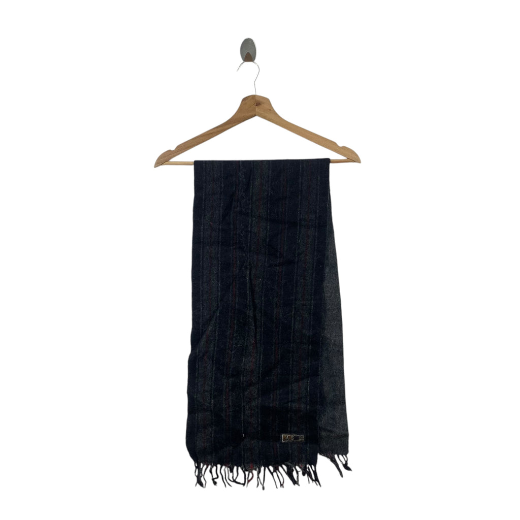Vintage DAKS LONDON Nova Checks Striped Muffler Scarf Shawl Fringes