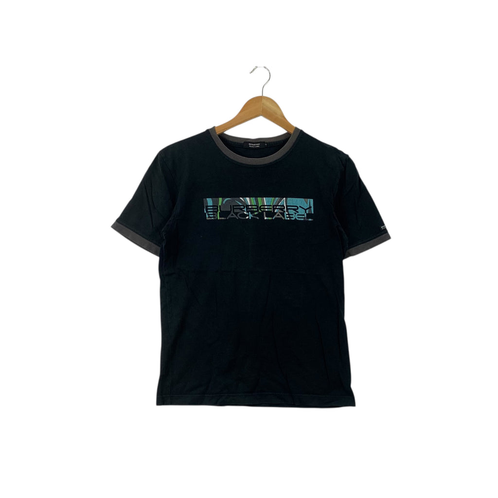 Vintage BURBERRY BLACK LABEL Box Logo Ringer Tee Shirt Top Nova Checks Made In Japan