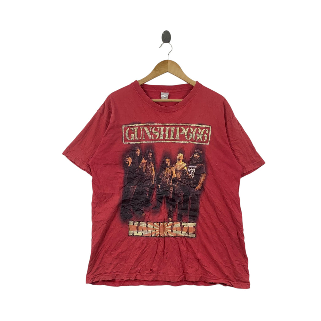 GUNSHIP 666 BLACK METAL Japan Band Thrashed Tee Shirt Top Go Attack Album Tour Promo