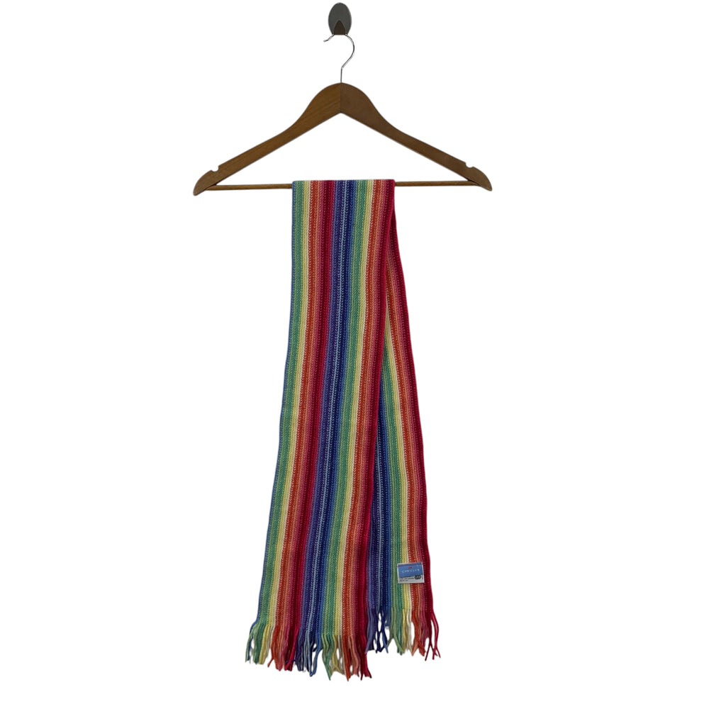 Vintage CYRILLUS SCOTLAND Striped Muffler Scarf Shawl Fringes
