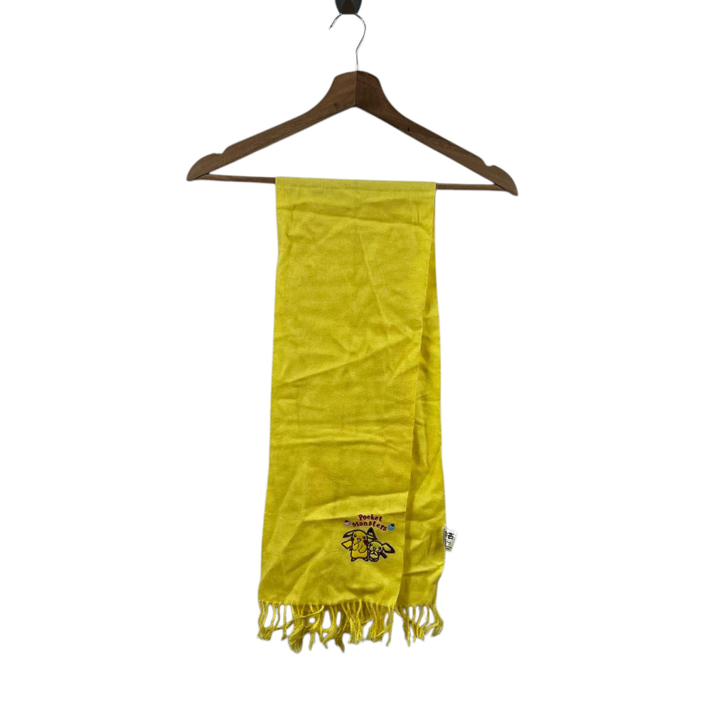 Vintage POKEMON POCKET MONSTERS Pikachu Muffler Scarf Shawl Fringes