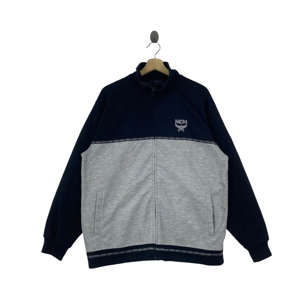 Vintage MCM Embroidered Logo Two Tone Full zip Track Jacket Sweater Streetwaer
