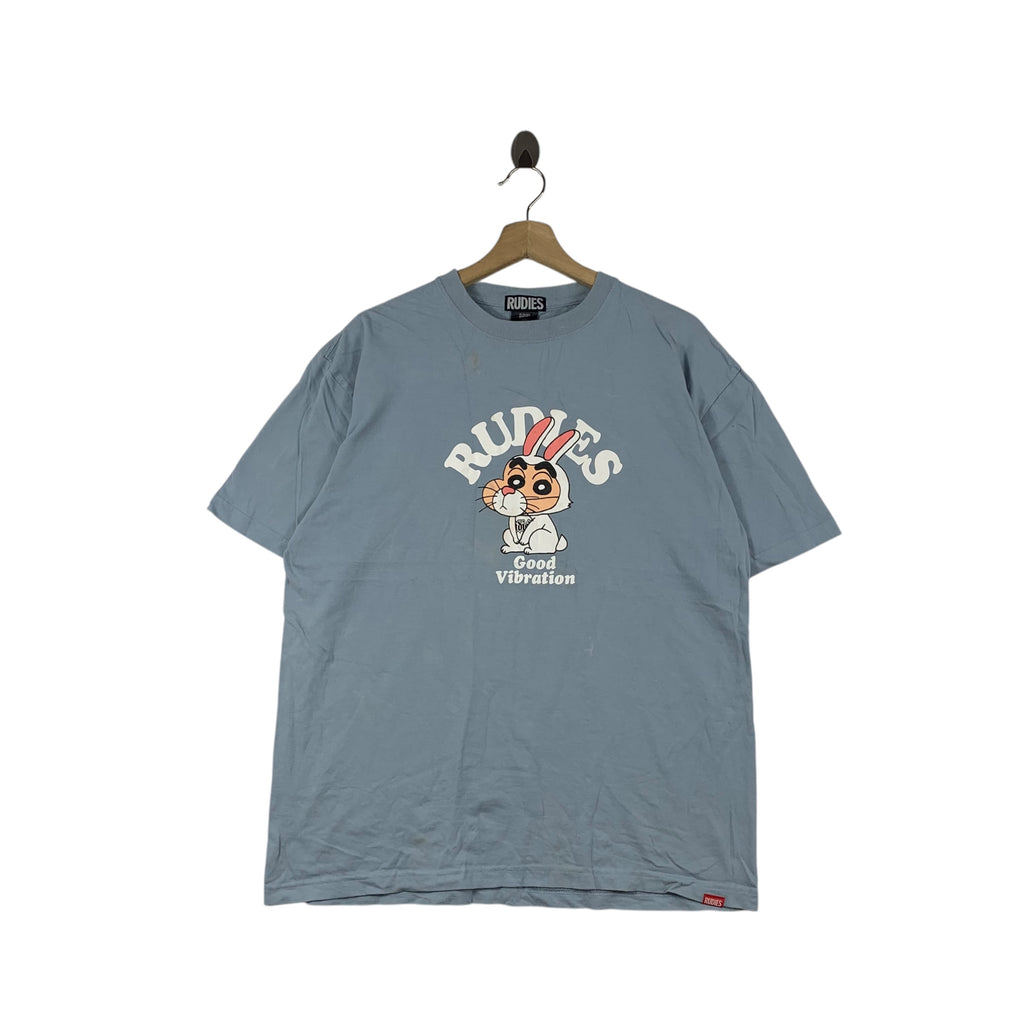 RUDIES x CRAYON SHIN-CHAN Good Vibration Anime Tee Shirt Top Harajuku Designer