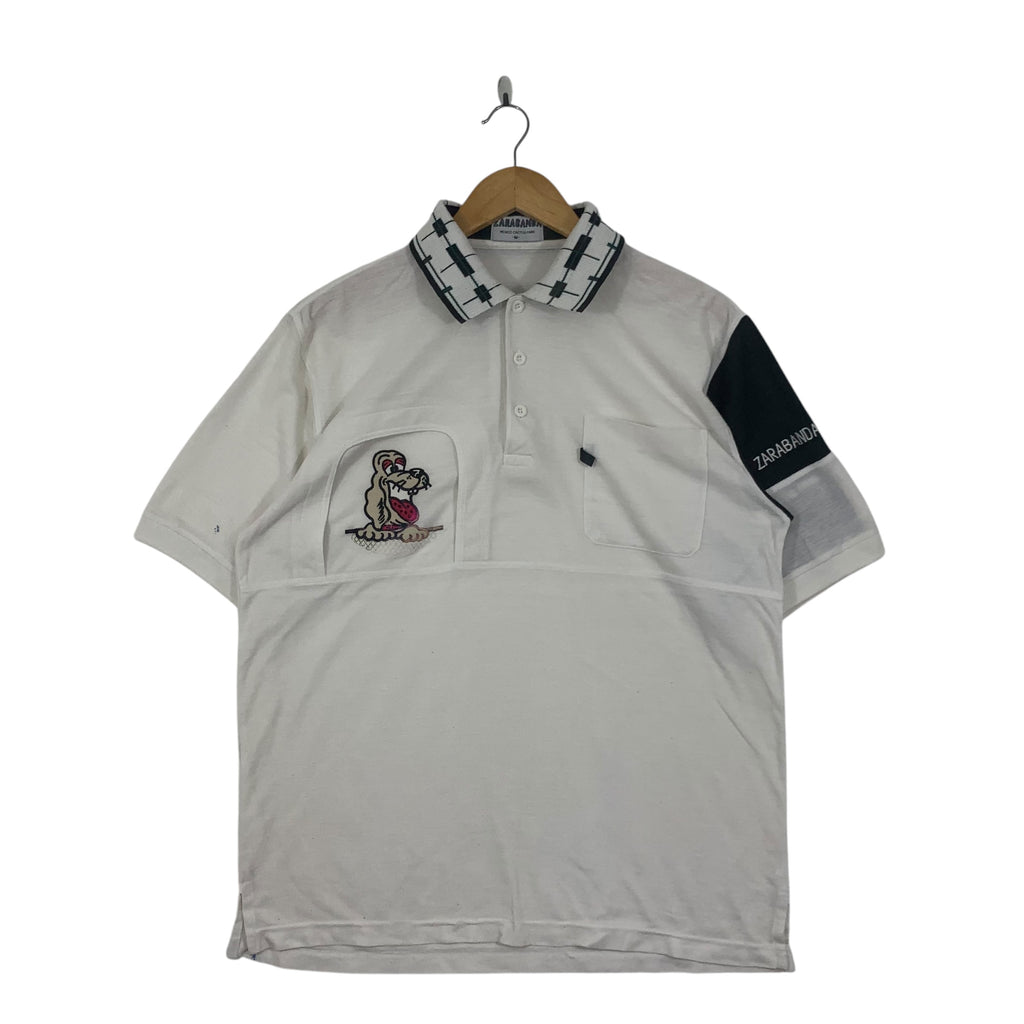 ZARABANDA MEXICO Elal Mexico Cactus Polo Shirt Top Collar Cartoon Embossed Logo White Short Sleeve