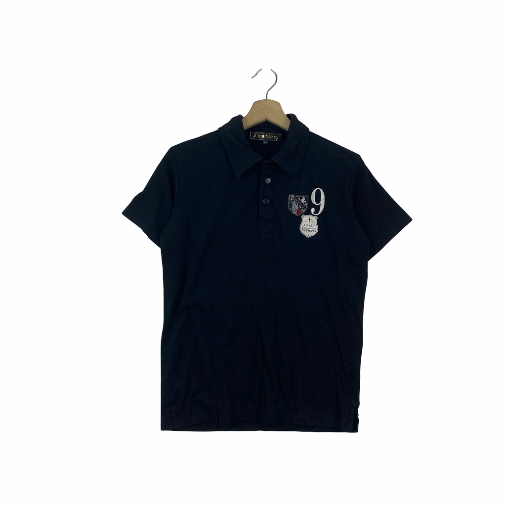 Vintage LIQUID BOY Polo Shirt Embroidered Crest Logo Number 9 Casual Golf Y2K