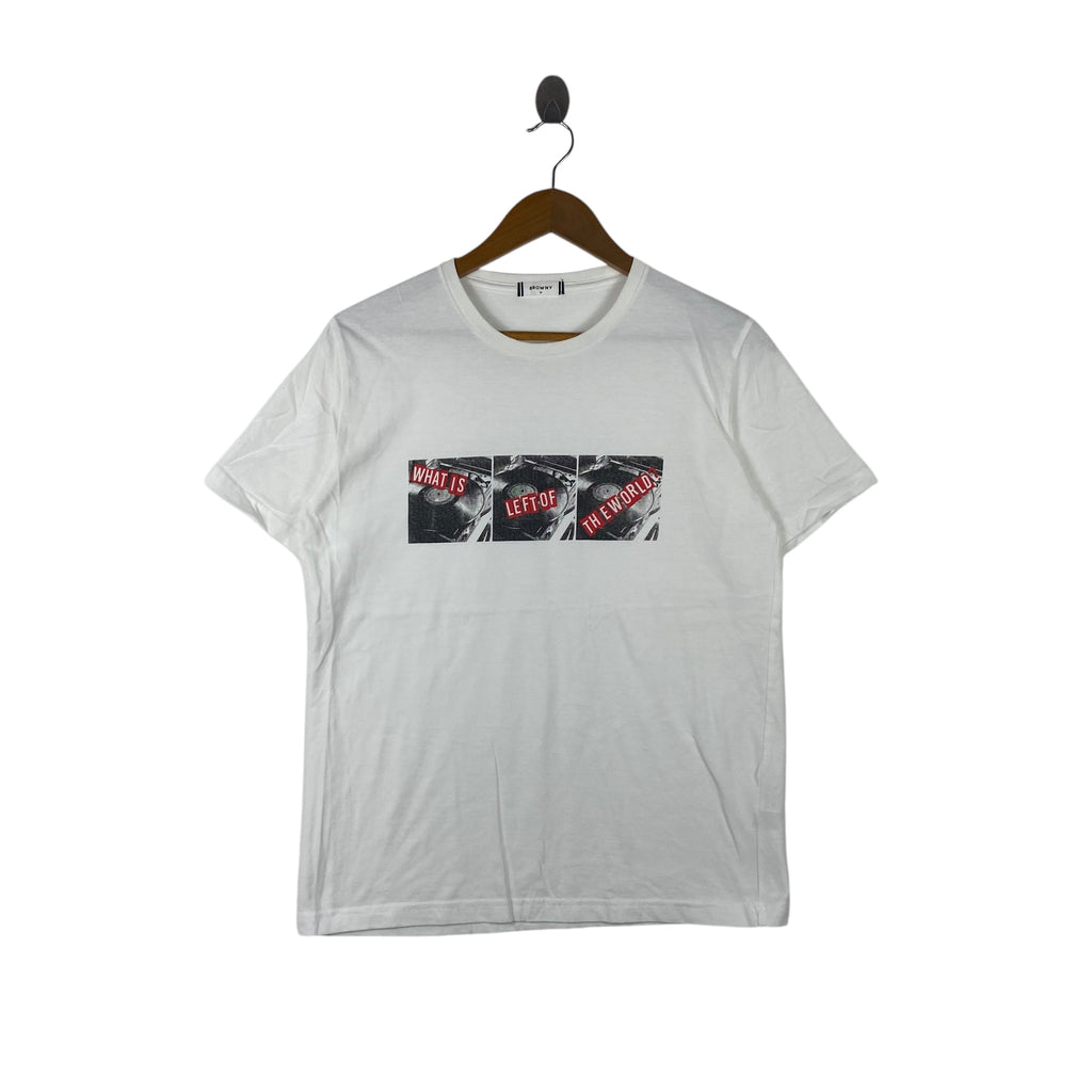 BROWNY JAPAN KRUGER What Is Left Of The World Tee Shirt Top Text Image Collages