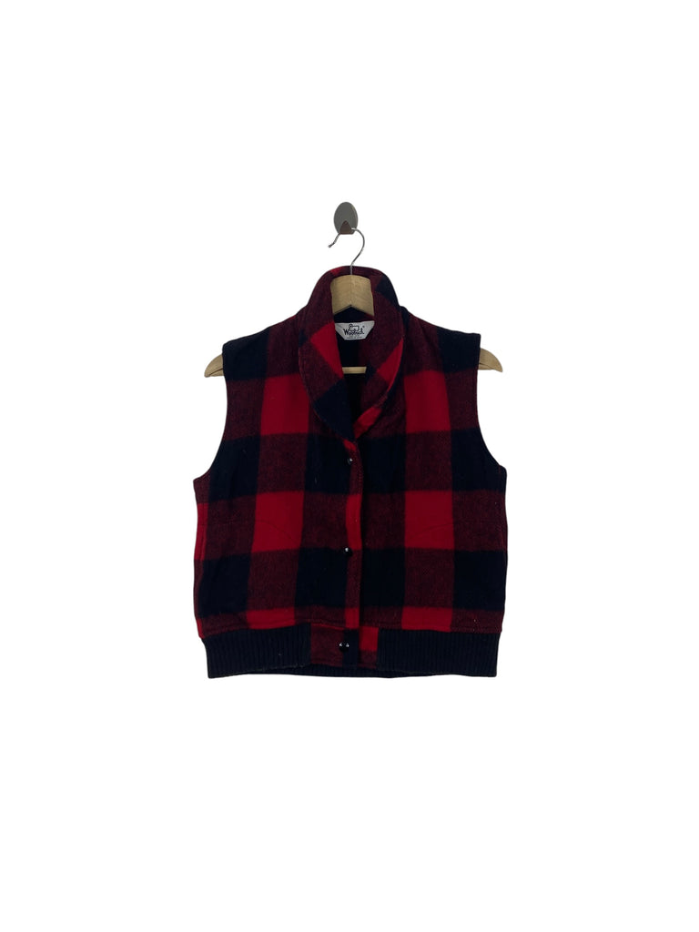 Vintage WOOLRICH BUFFALO Plaid Vest Jacket  Check Outdoor Hunting Workwear Sleeveless