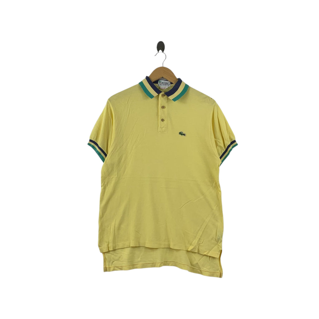 Vintage IZOD LACOSTE FRANCE Patron Collection Ringer Polo Tee Golf Yellow Tennis