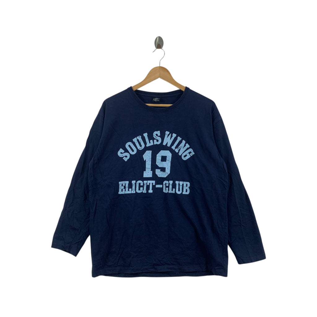 Vintage SOULS WINGS ELICIT CLUB 19 Tee Shirt Top Long Sleeve