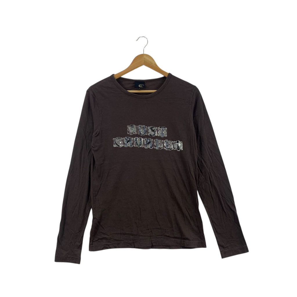 JUST CAVALLI ITALY Sequinned Rhinestone Tee Shirt Top Collection Long Sleeve