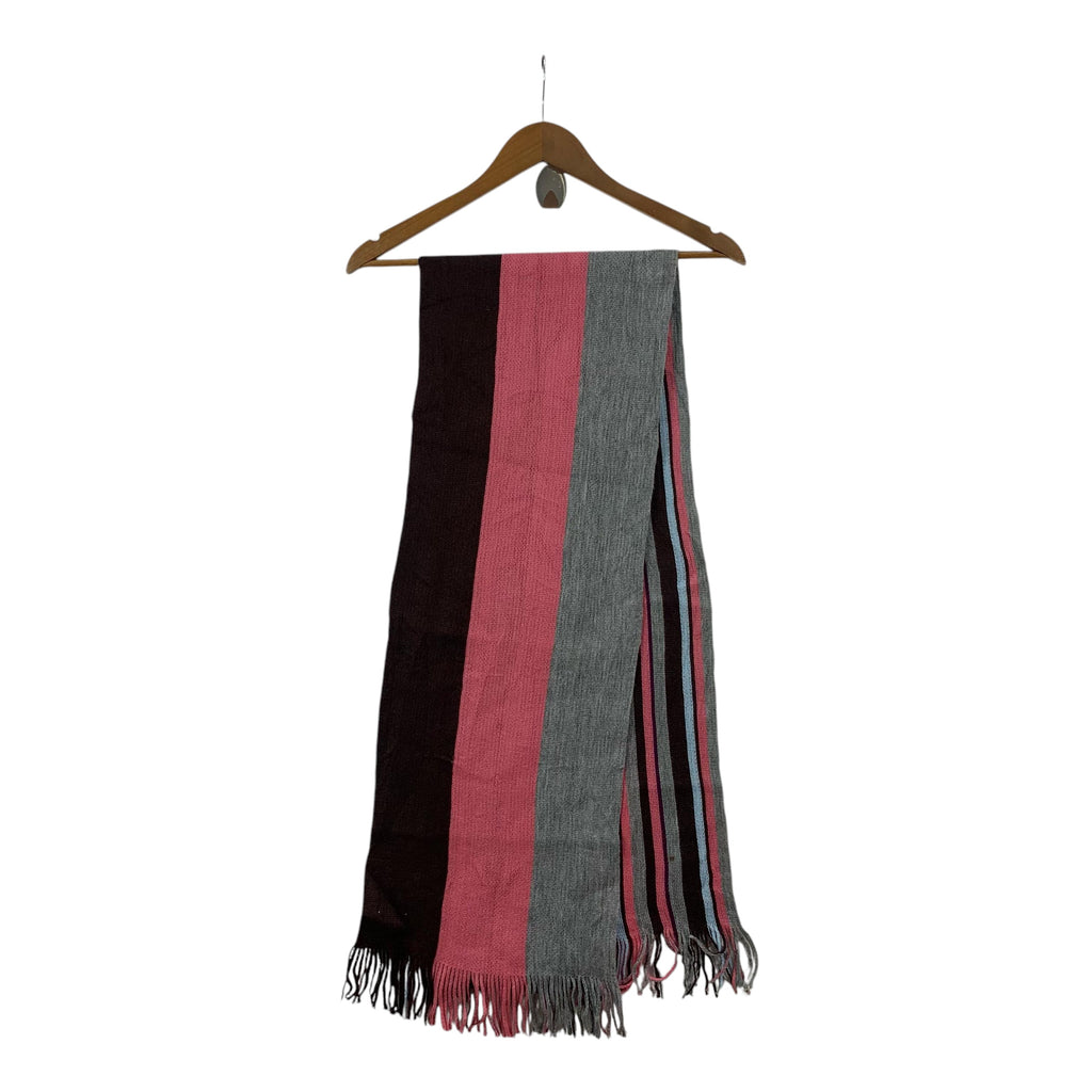 Vintage TAKEO KIKUCHI JAPAN Striped Muffler Scarf Shawl Fringes